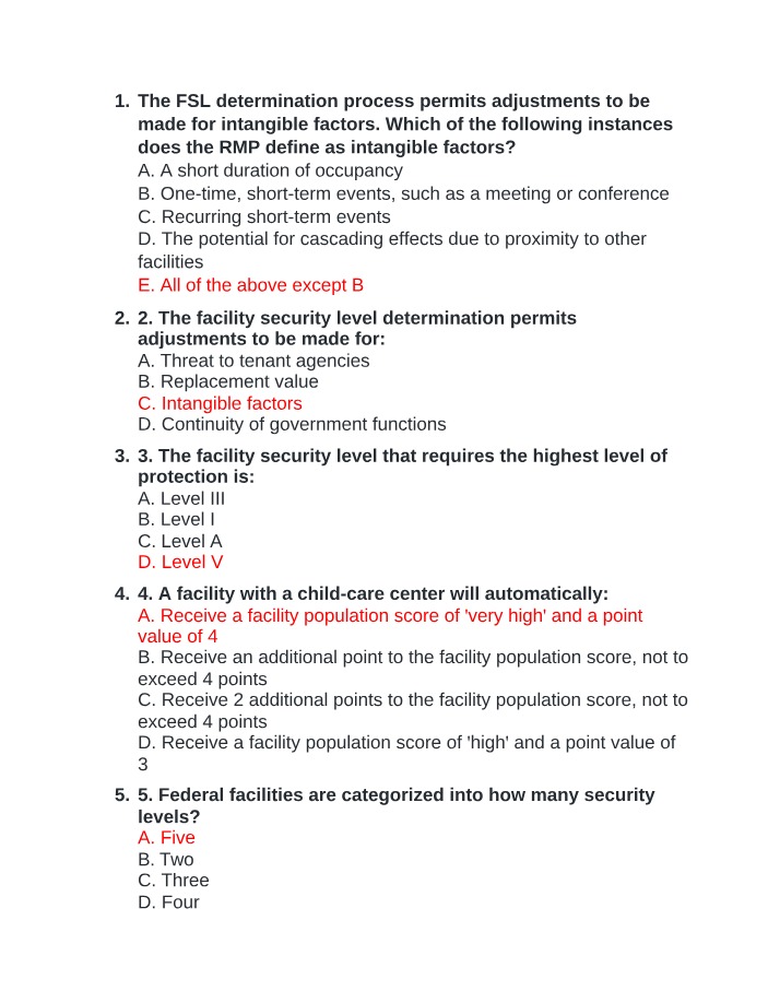 Facility Security Level Determination - Understanding and Questions