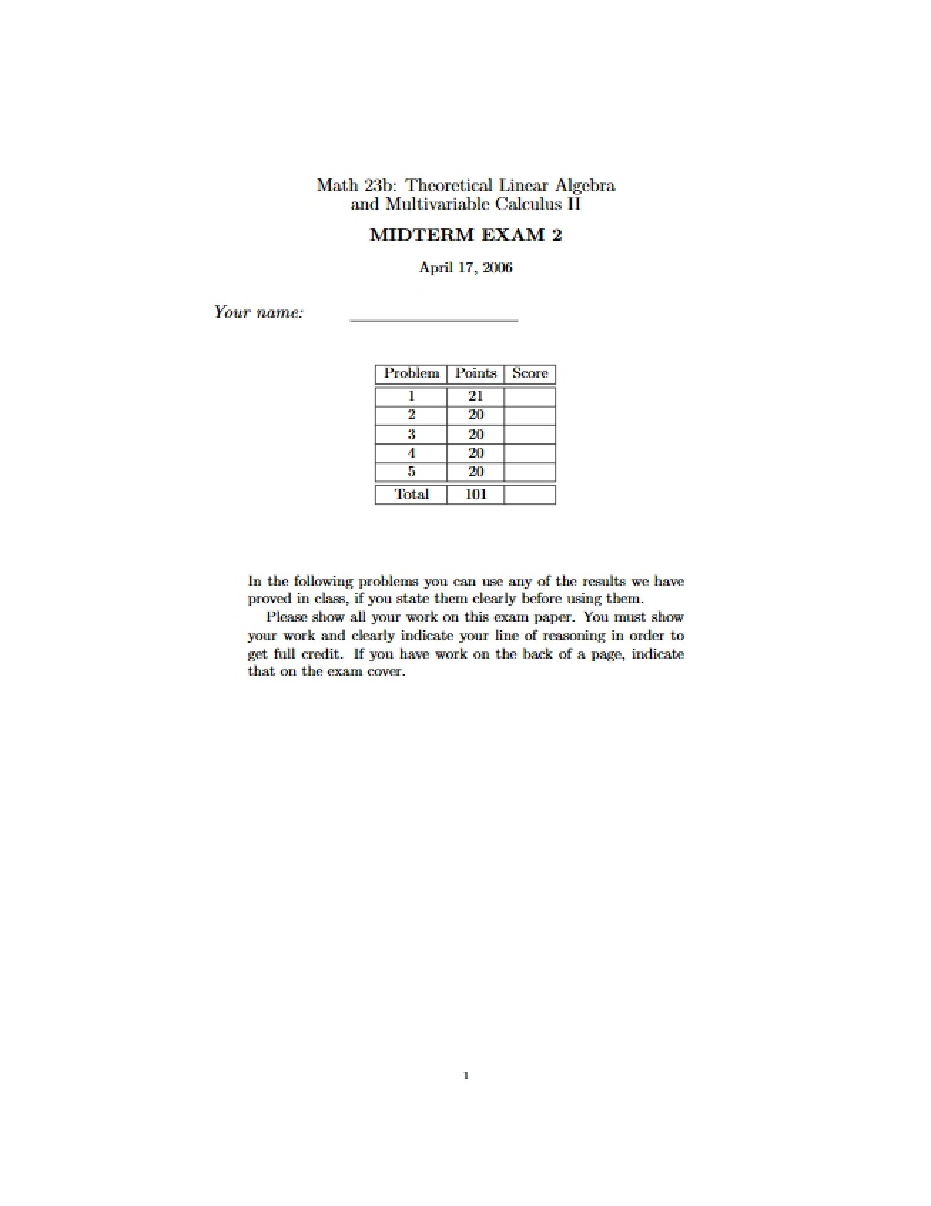 Second Midterm Evaluation