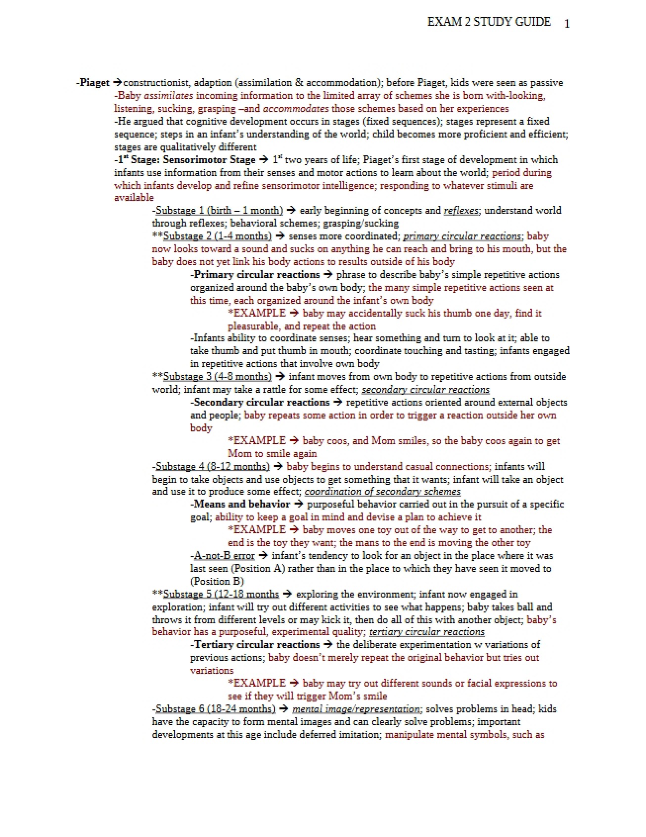 Study Guide for the Second Exam in Developmental Psychology