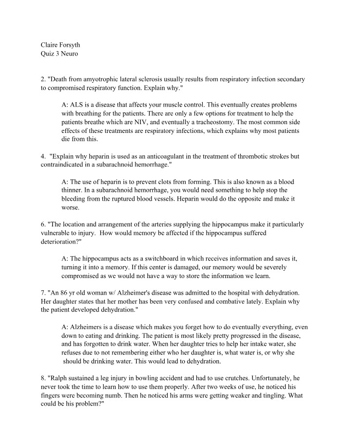 Neuro Quiz 3