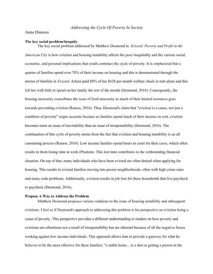 Impact of Housing Instability on the Cycle of Poverty