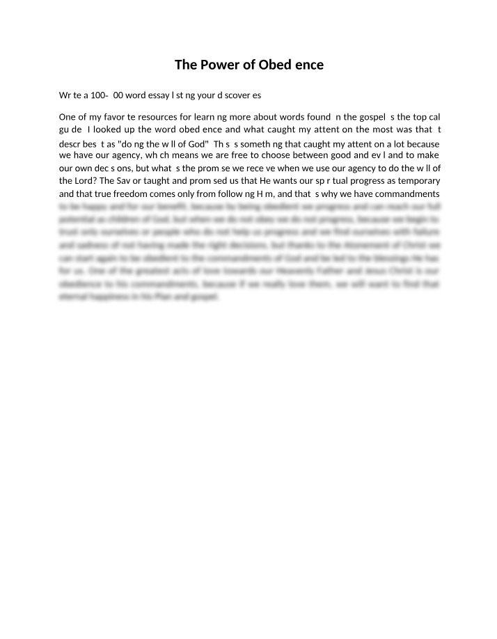 Essay - The Power of Obedience