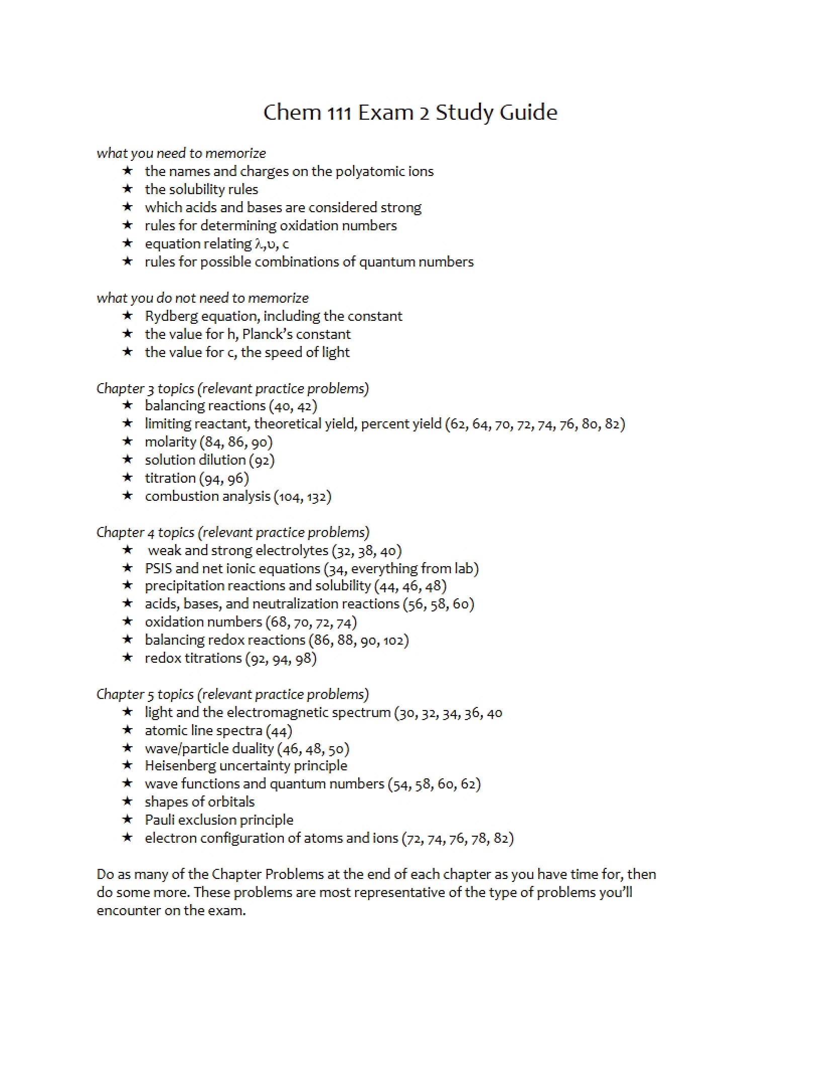 Second Exam Study Guide