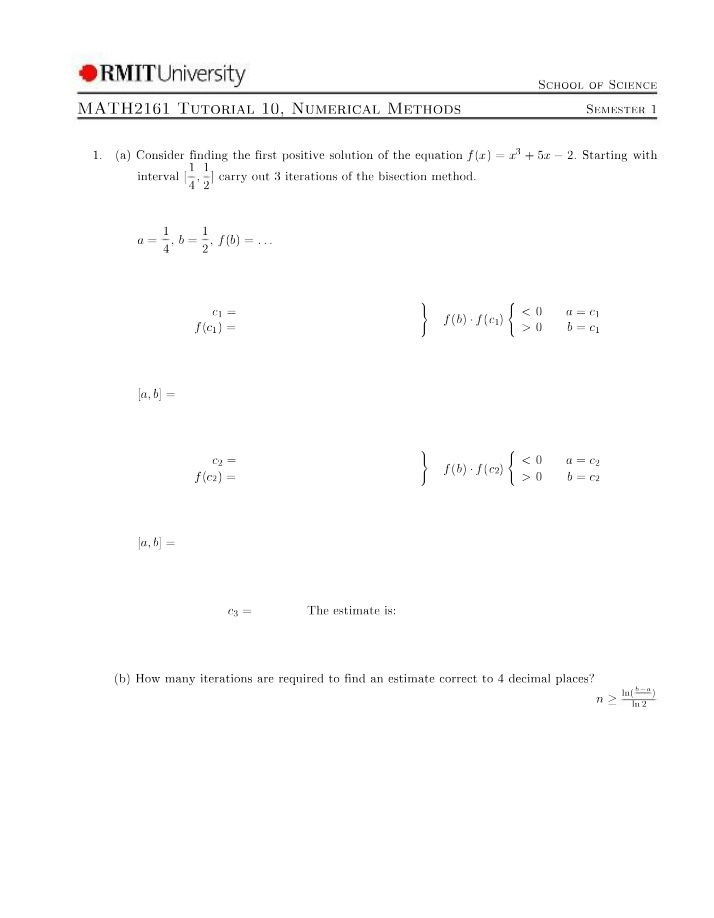 Bisection and Newton's Methods for Positive Solutions