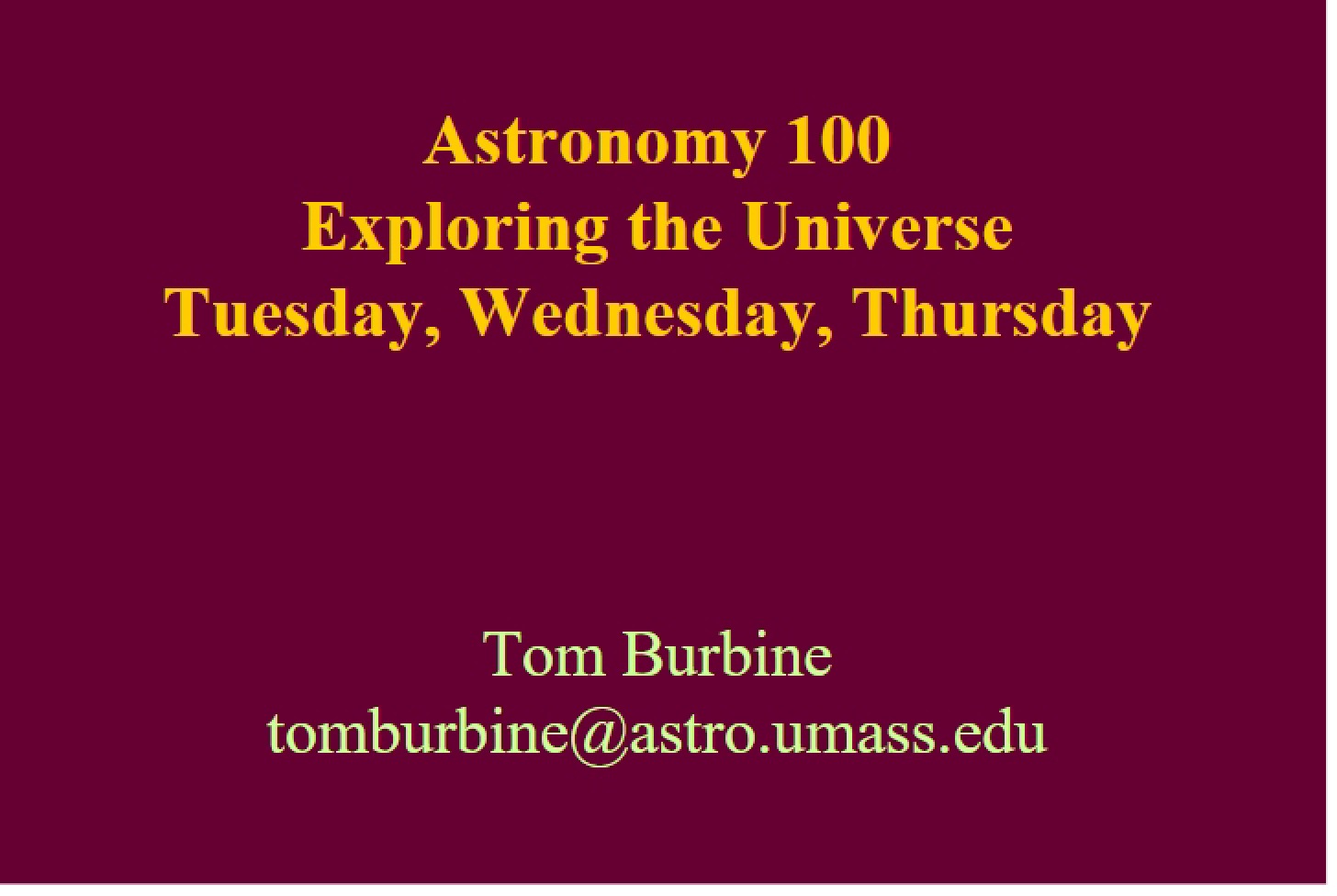 Visual Aids for Lecture - AST 100