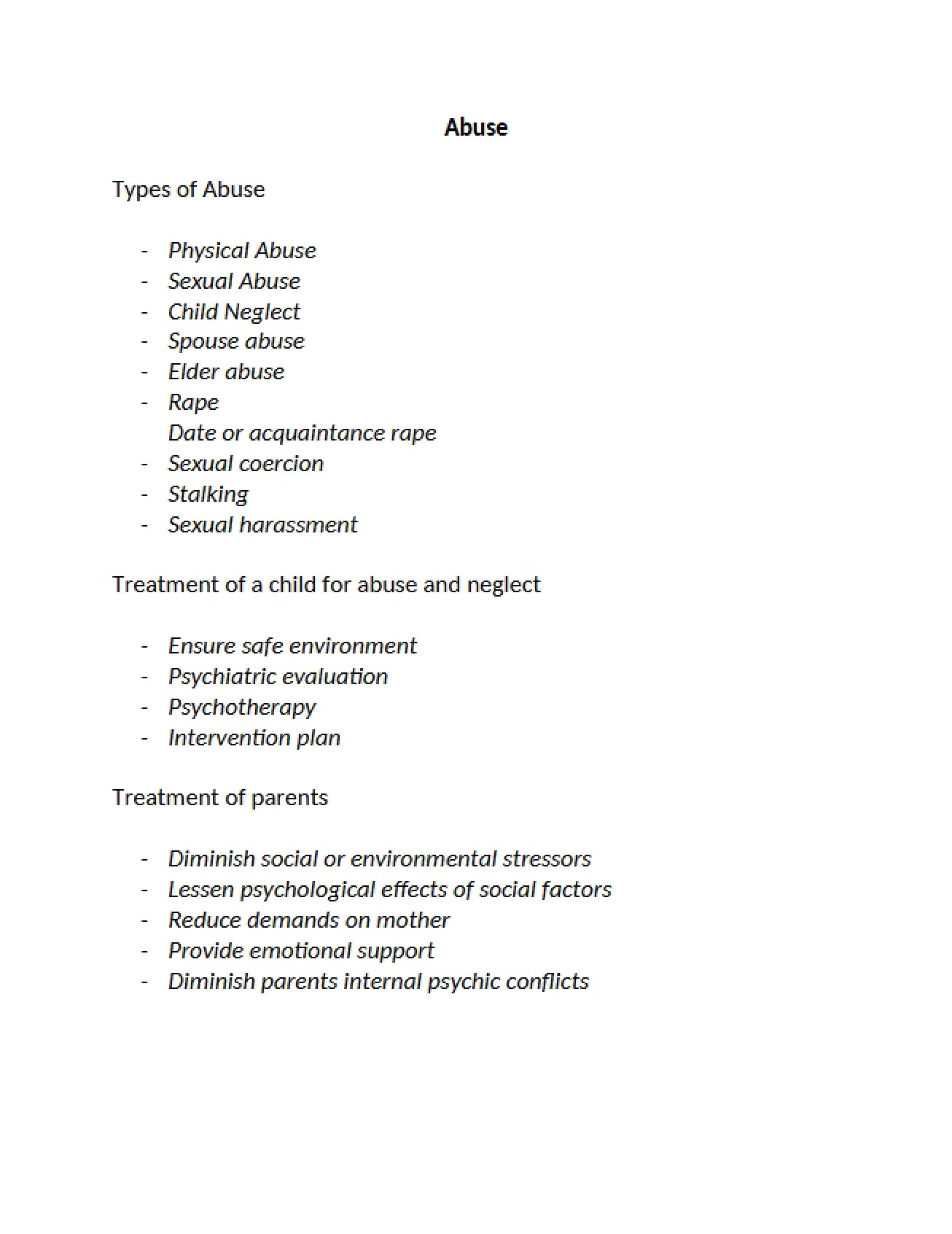 Abuse in Psychopathology