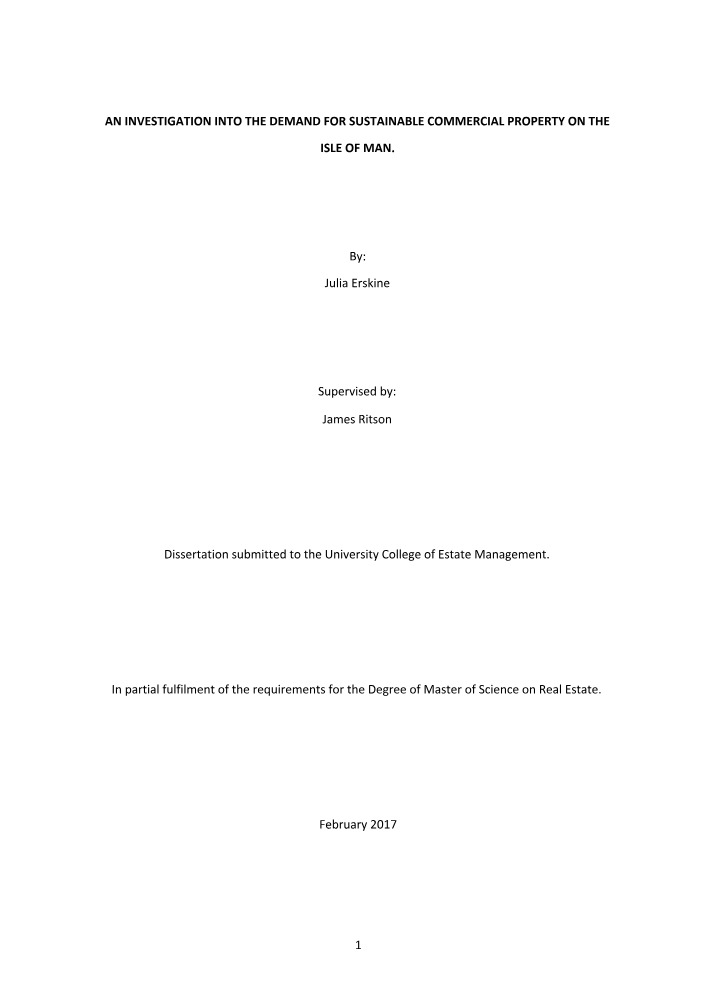 Sustainable Commercial Property Demand Investigation