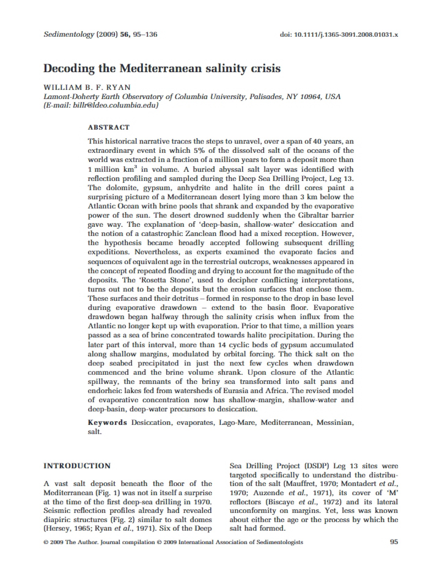 Mediterranean Salinity Crisis Decoding