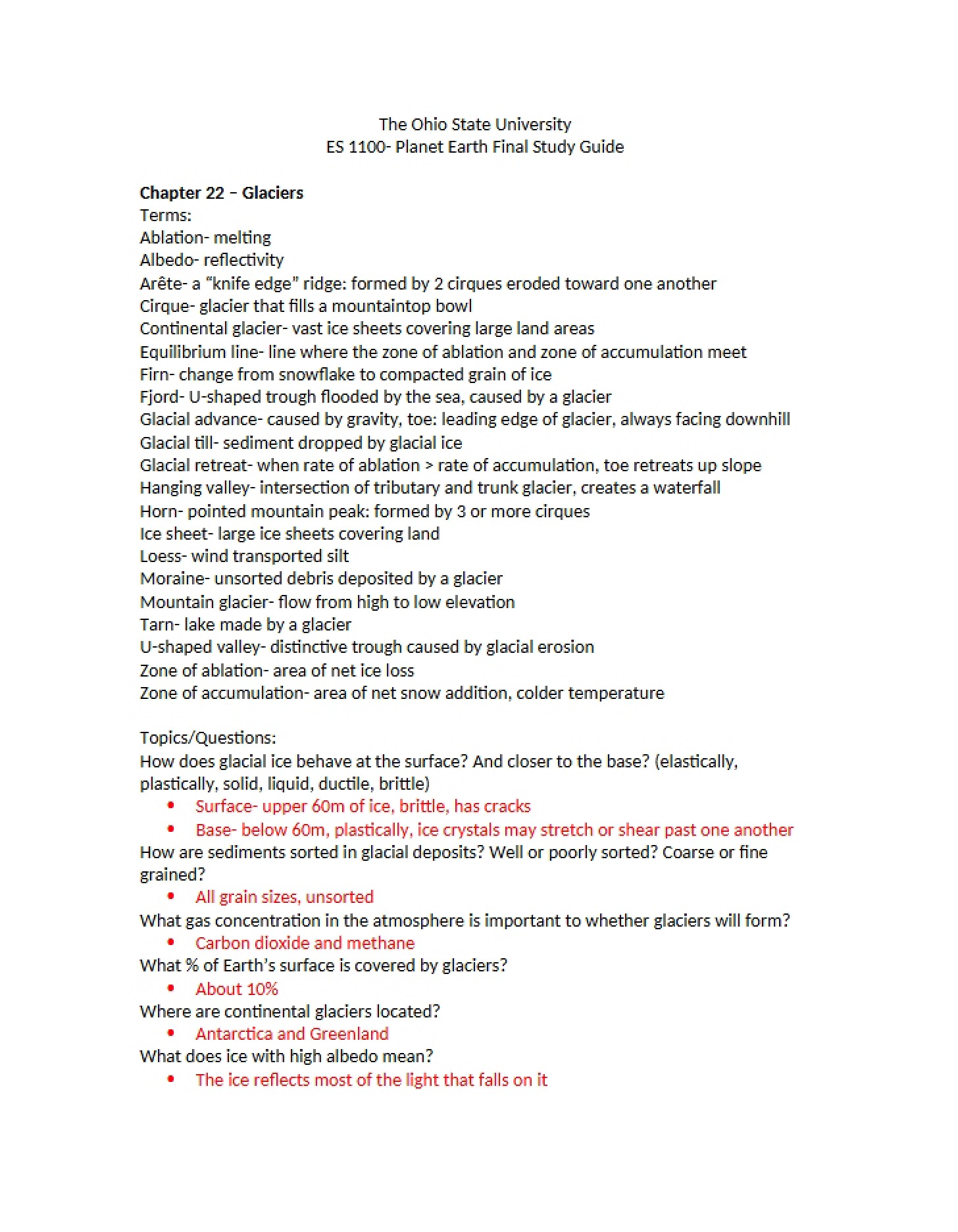 Glaciers Chapter 22