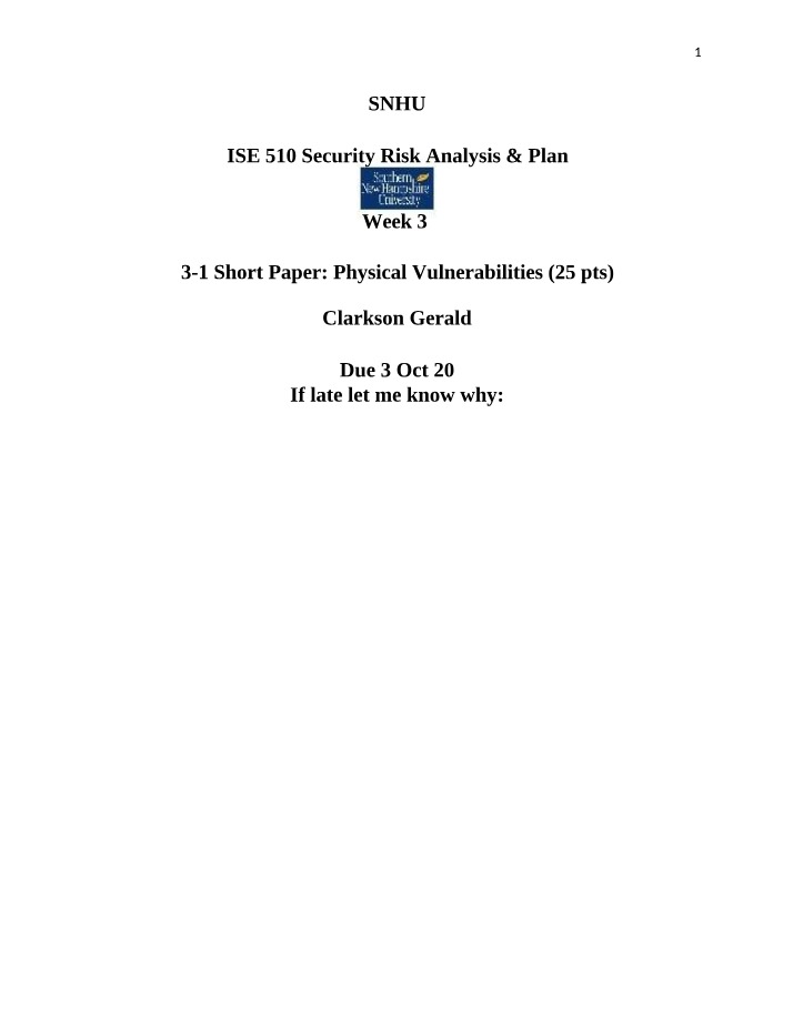 Physical Vulnerabilities - Mitigation Strategies for Security