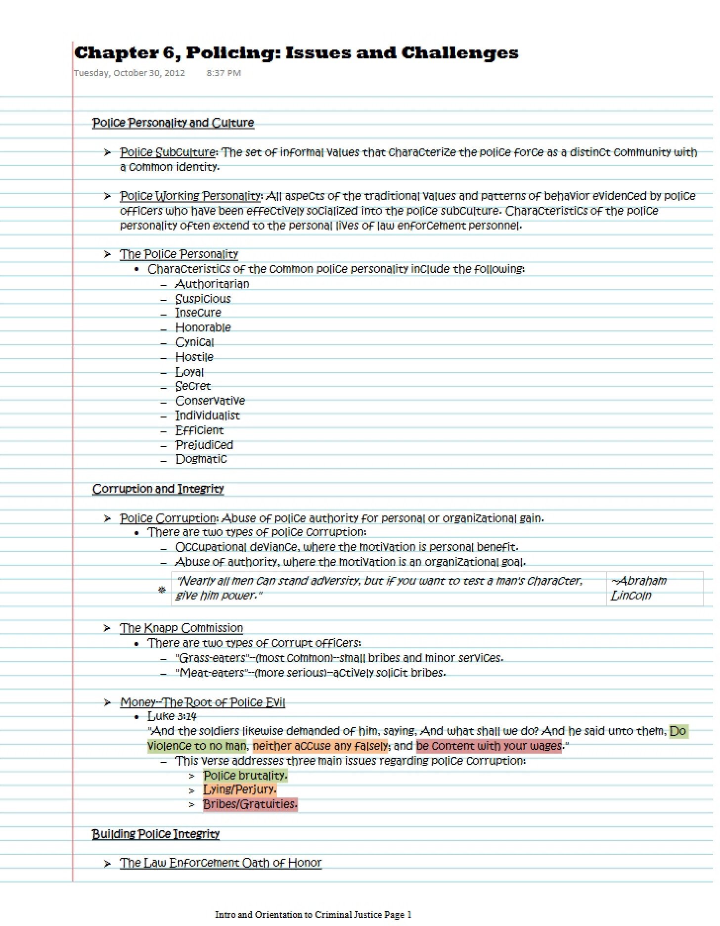 Challenges in Policing Chapter 6