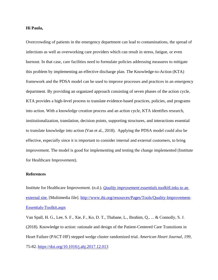 Implementing Improved Emergency Department Processes