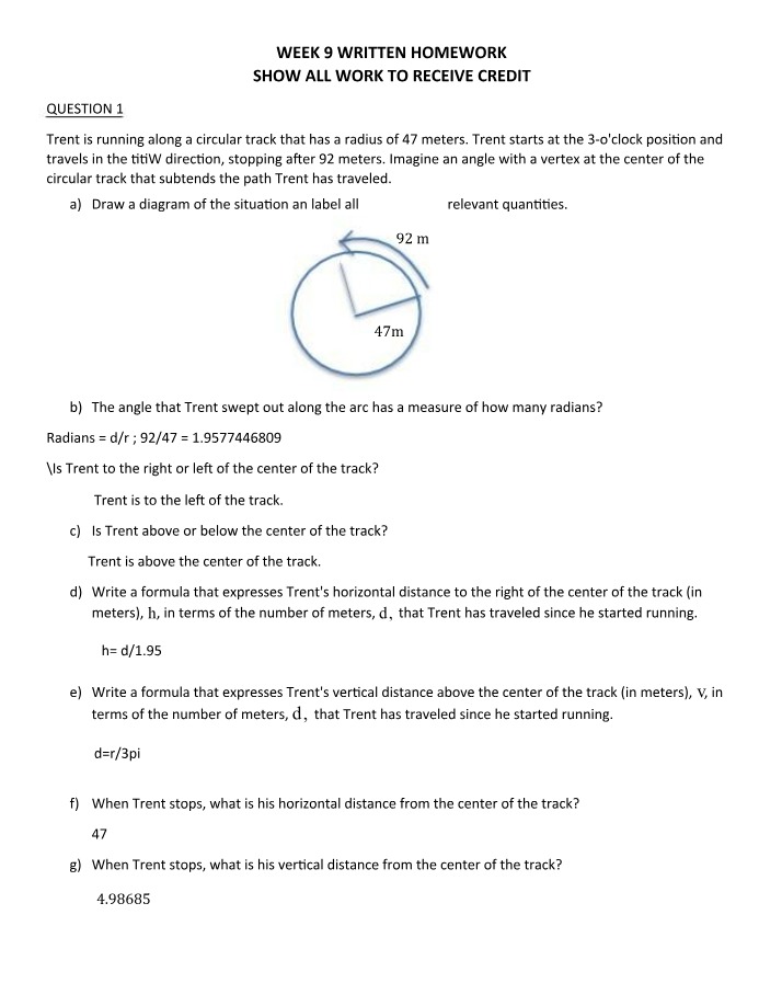 Calculating Position on a Circular Track - Formulas