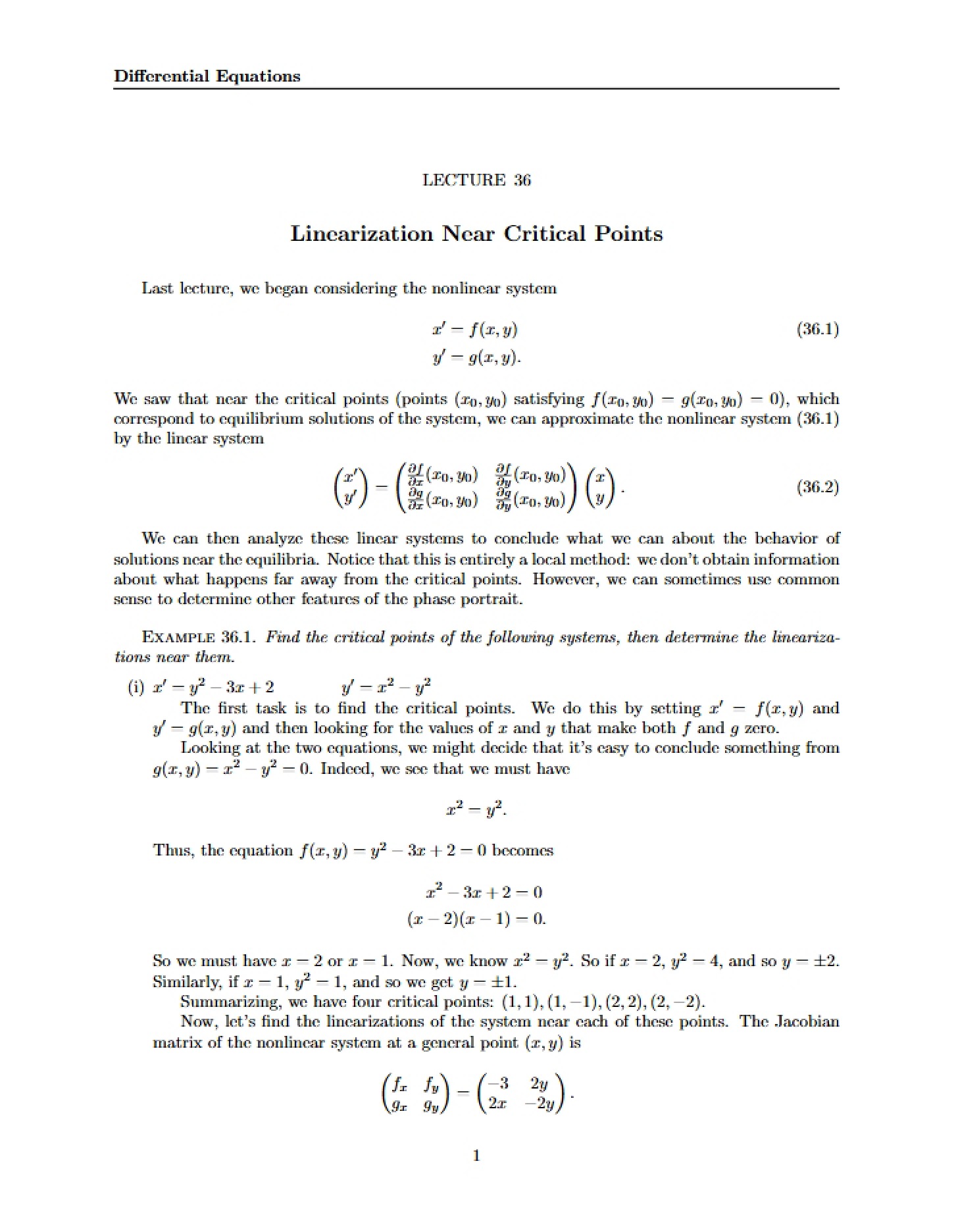 Critical Point Linearization