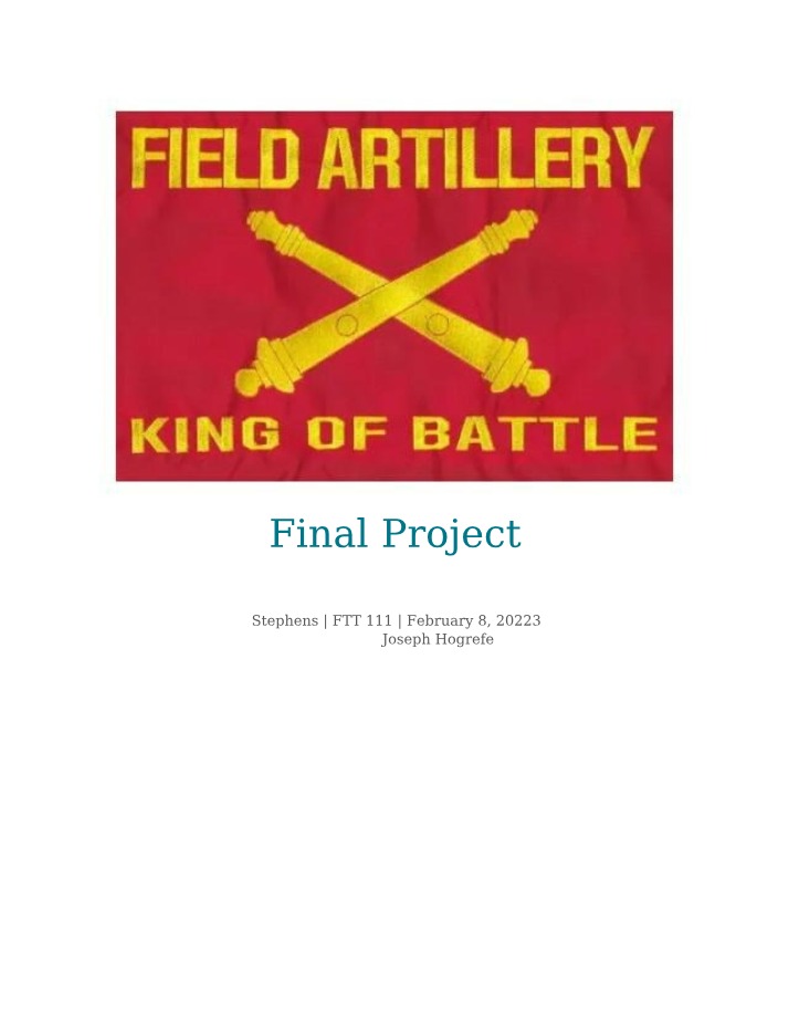 Final Project on Field Artillery