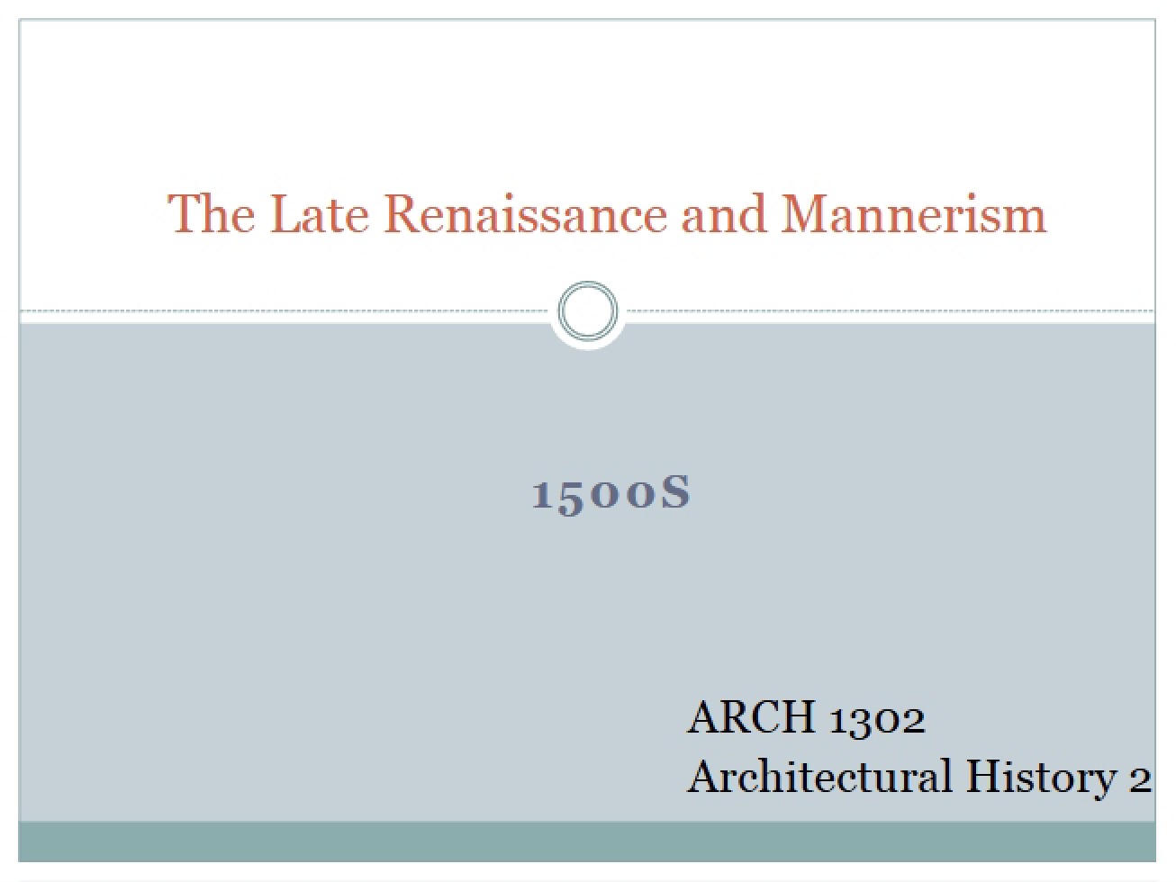 Introduction to the Late Renaissance and Mannerism