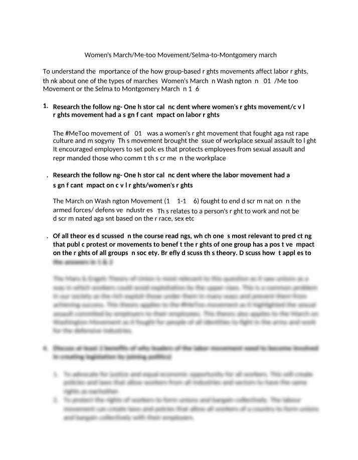 Women's March and MeToo Movement - Impact on Labor Rights