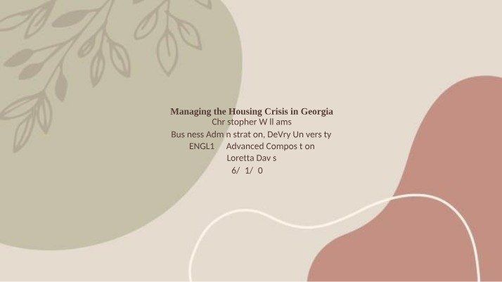 Managing the Georgia Housing Crisis