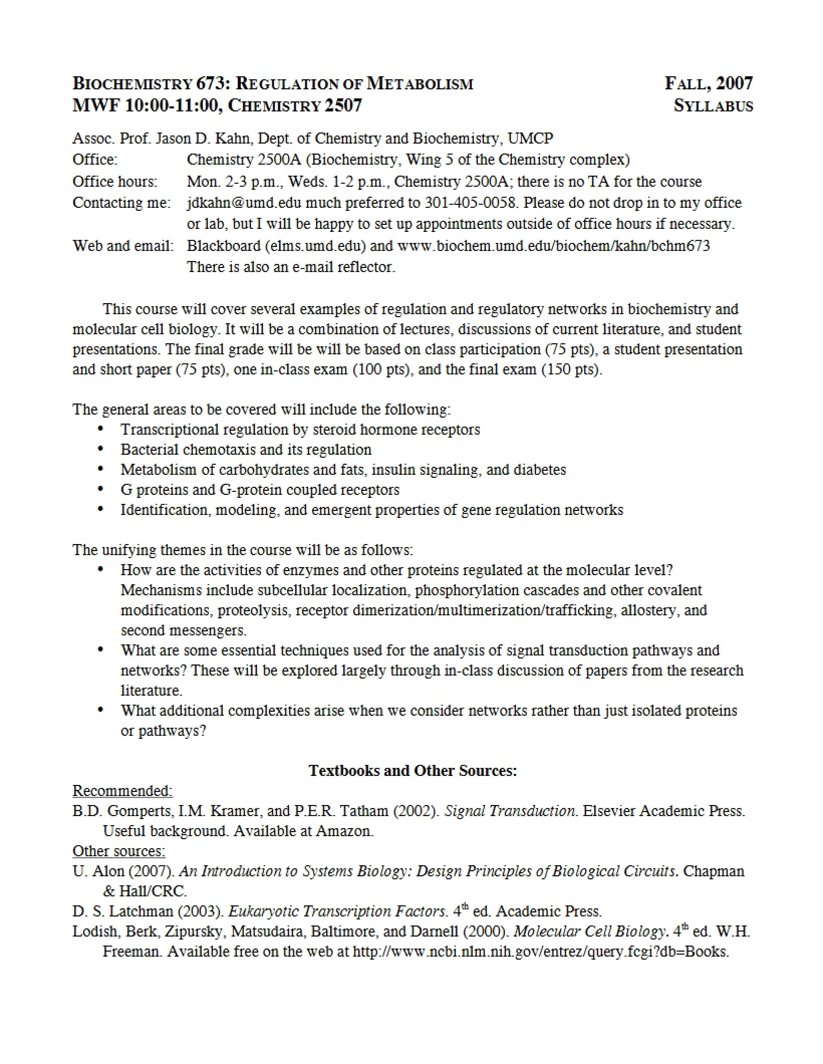 Syllabus - 3 Pages