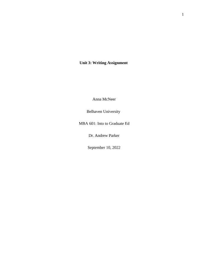 Course Writing Assignment
