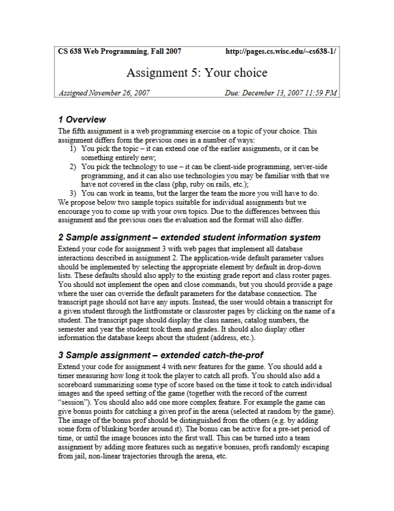Fifth Assignment
