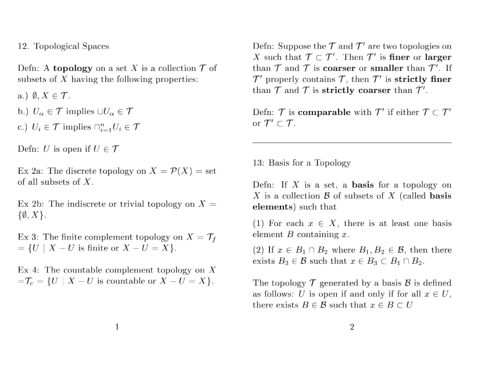 Spaces in Topology