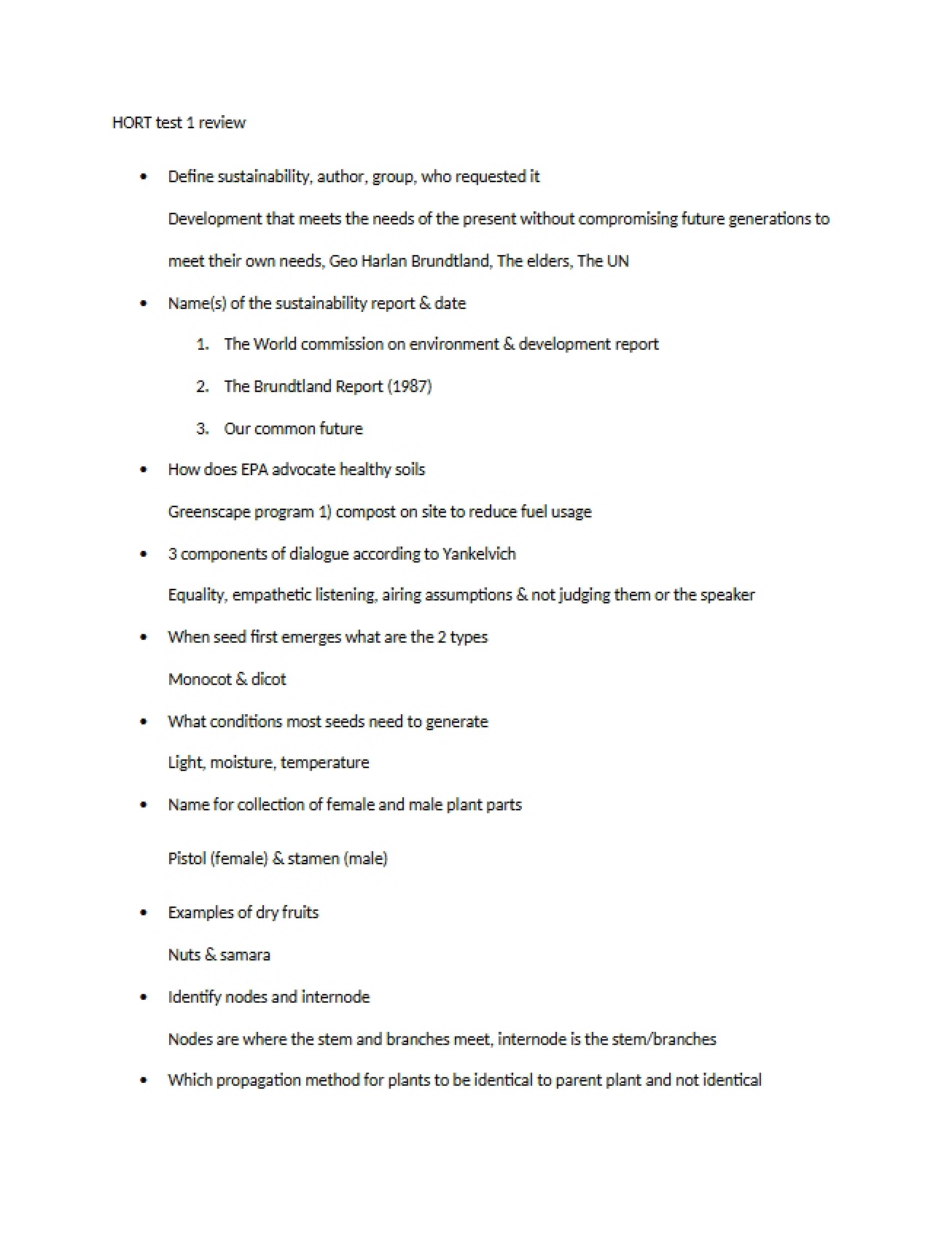 Horticulture Test One