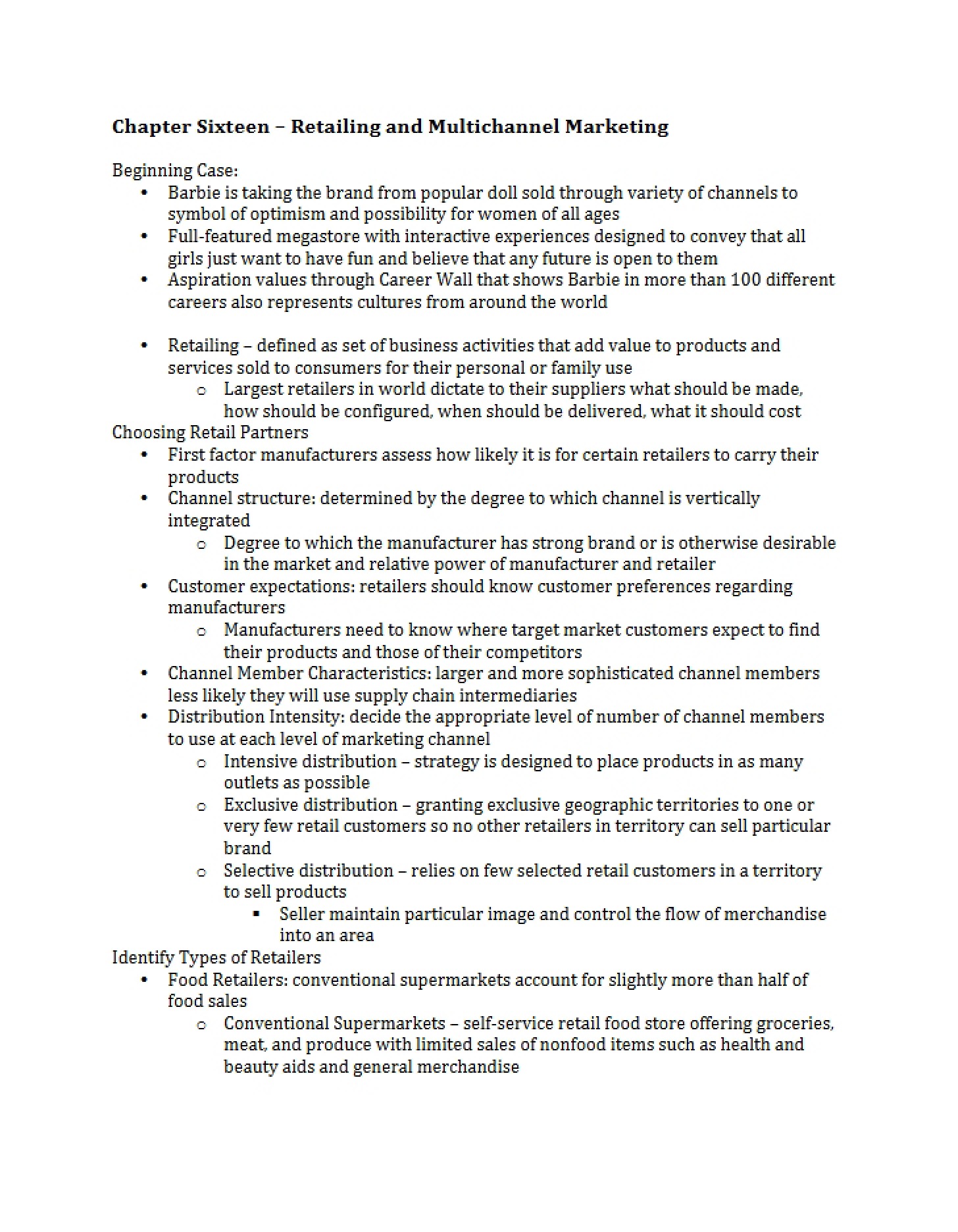 Multichannel Marketing and Retailing Chapter 16