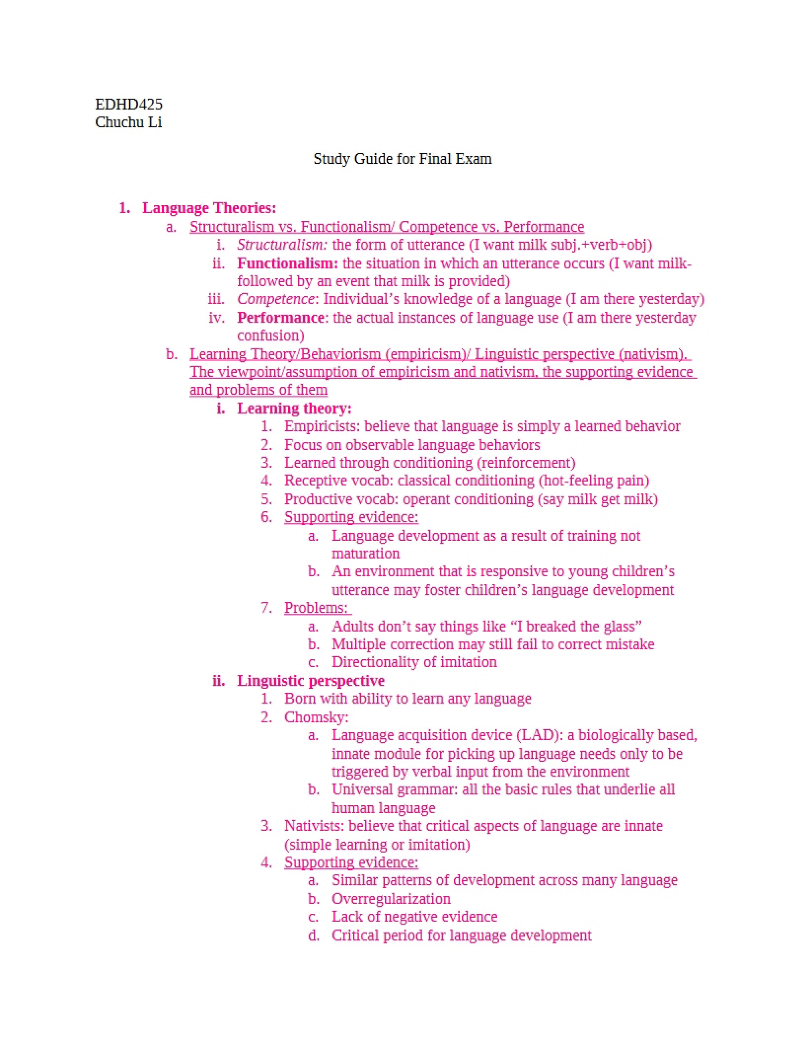 Guide for Final Exam Preparation