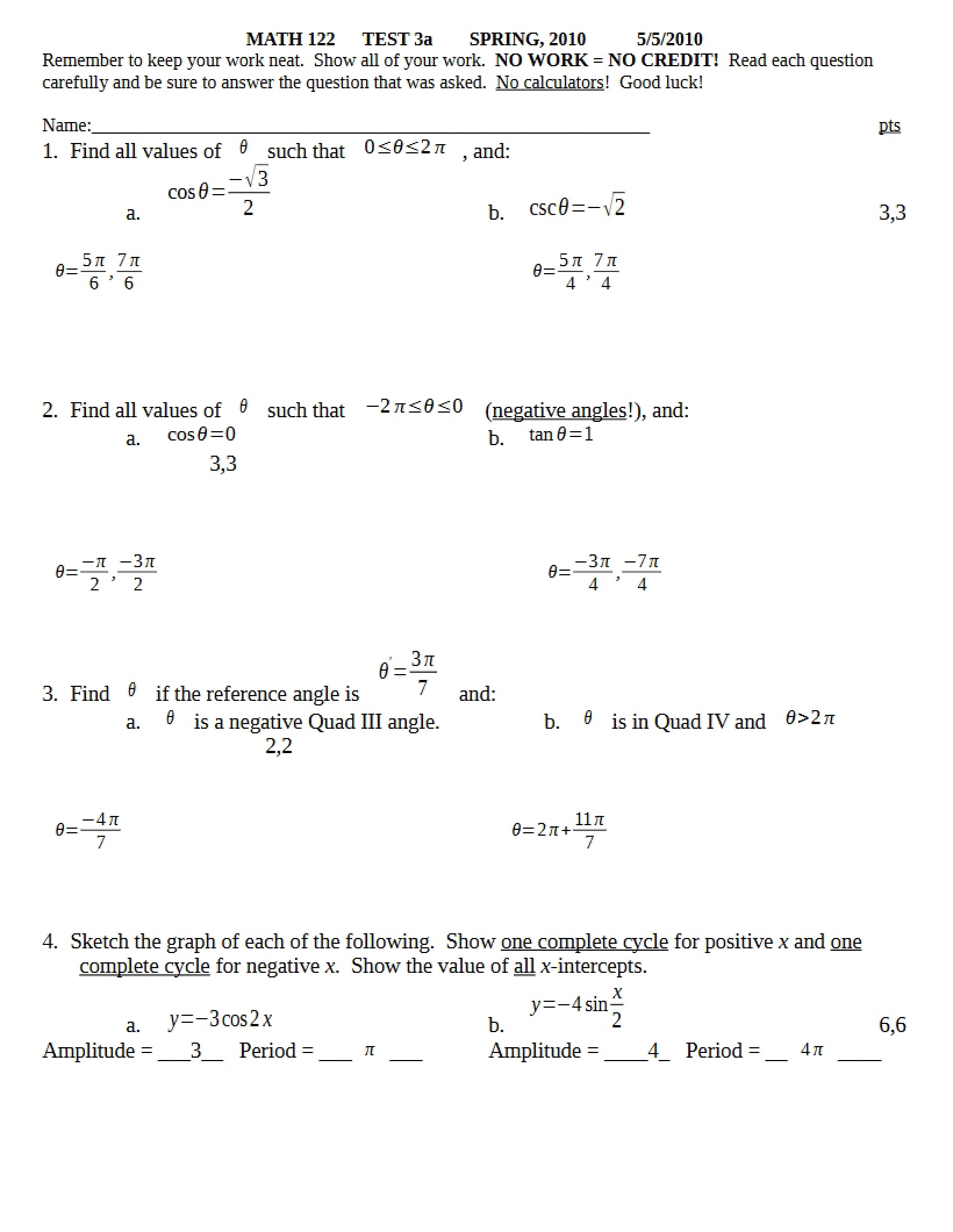 Math 122 Exam 3a
