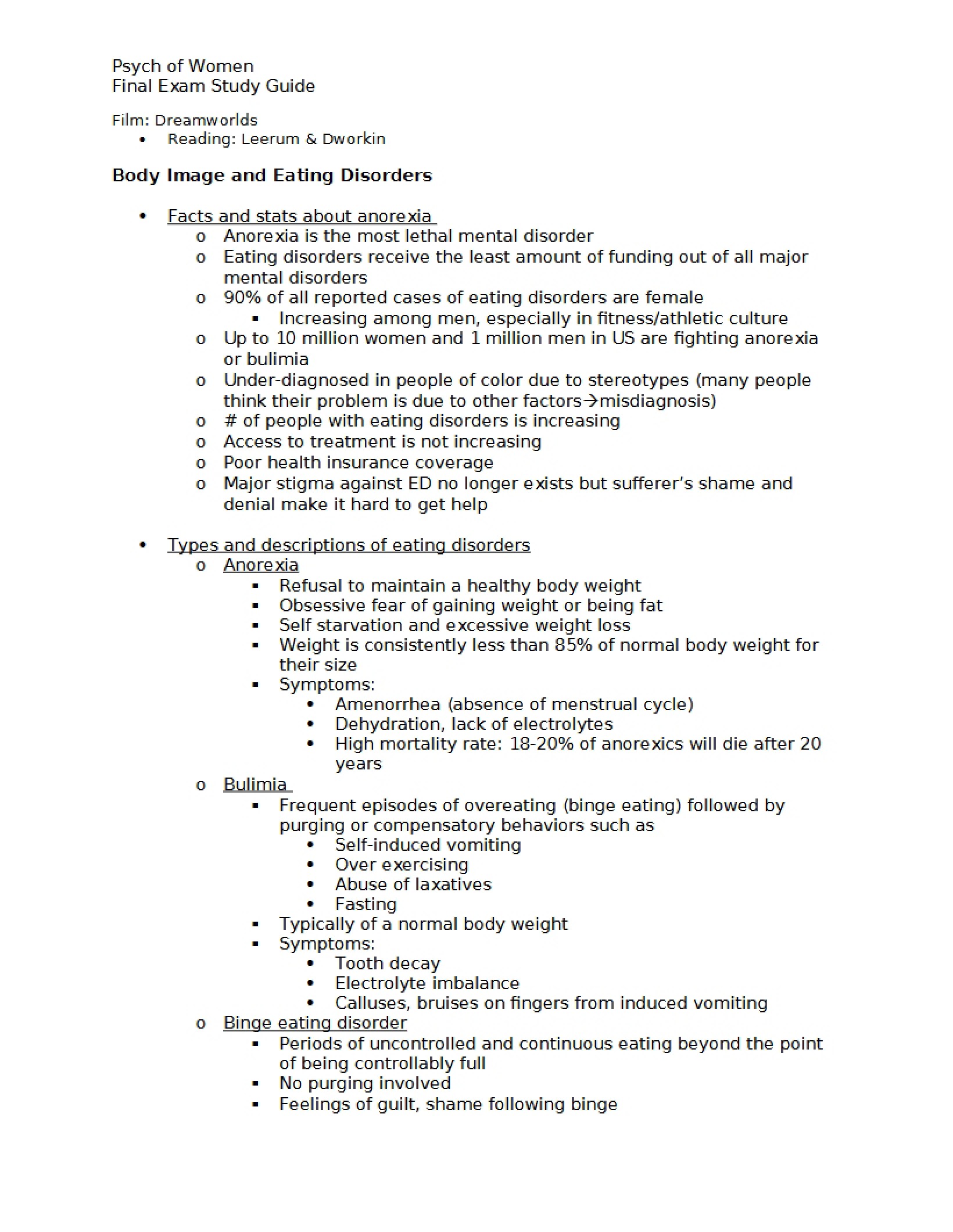 Preparation Guide for Final