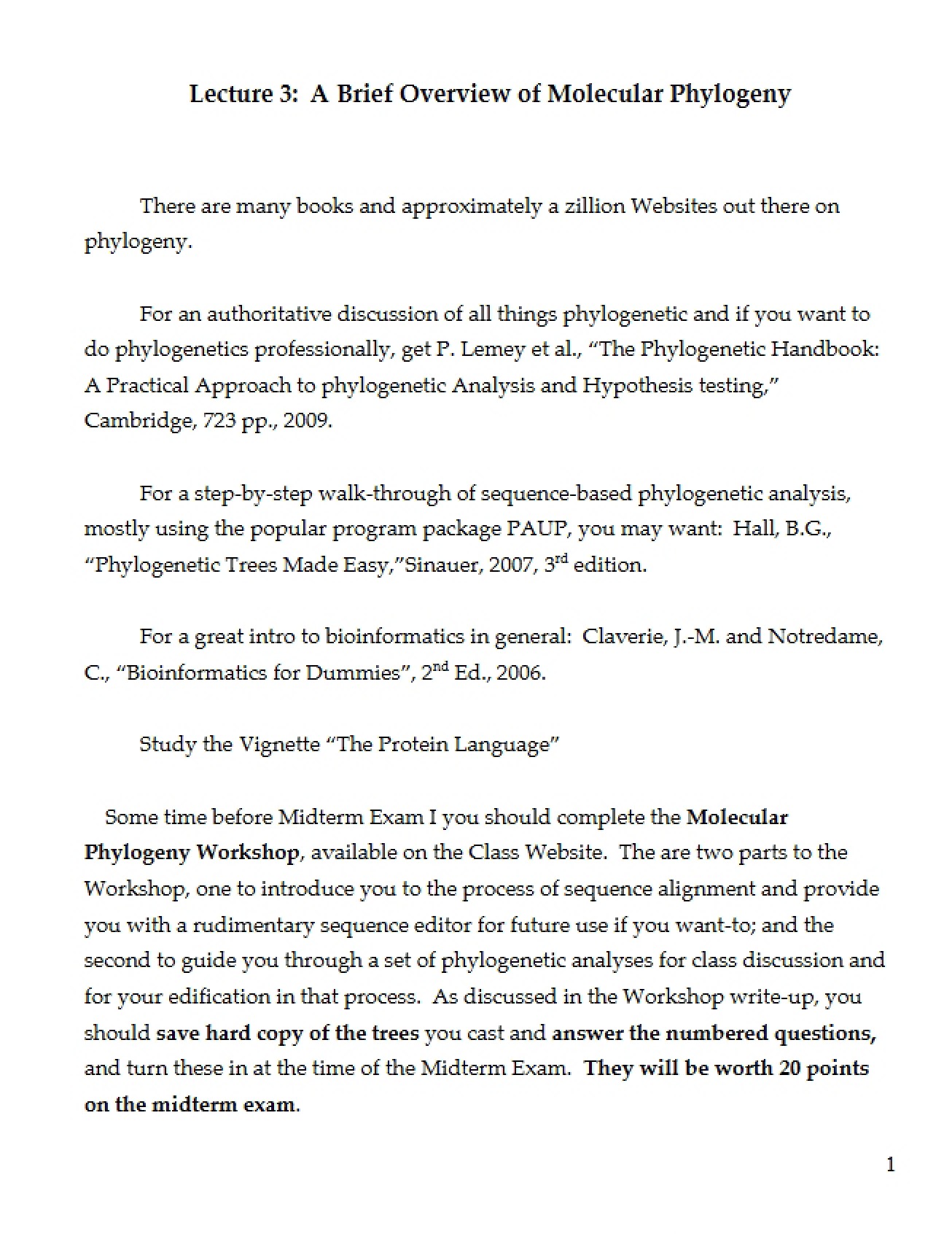 Overview of Molecular Phylogeny