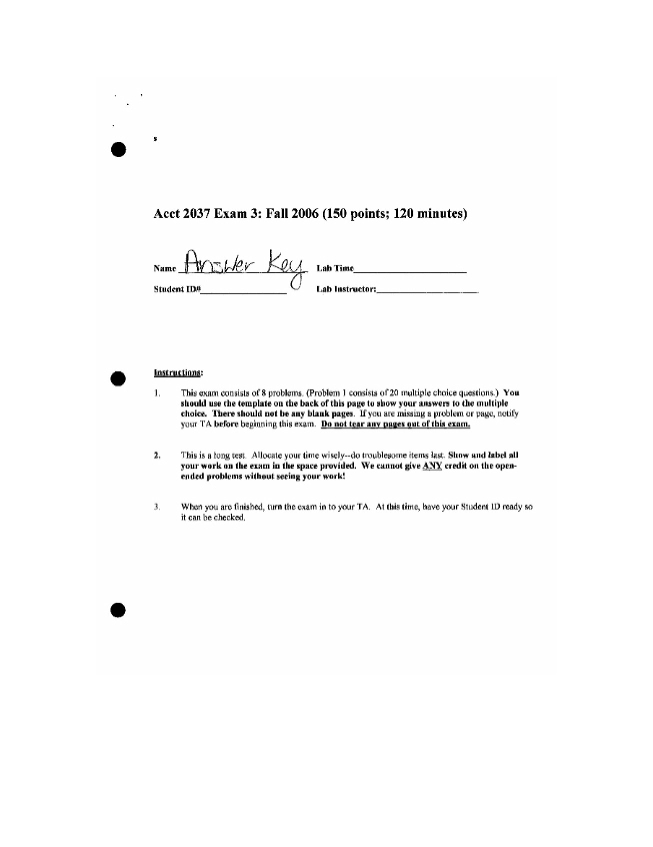 Fall 2006 Exam 3