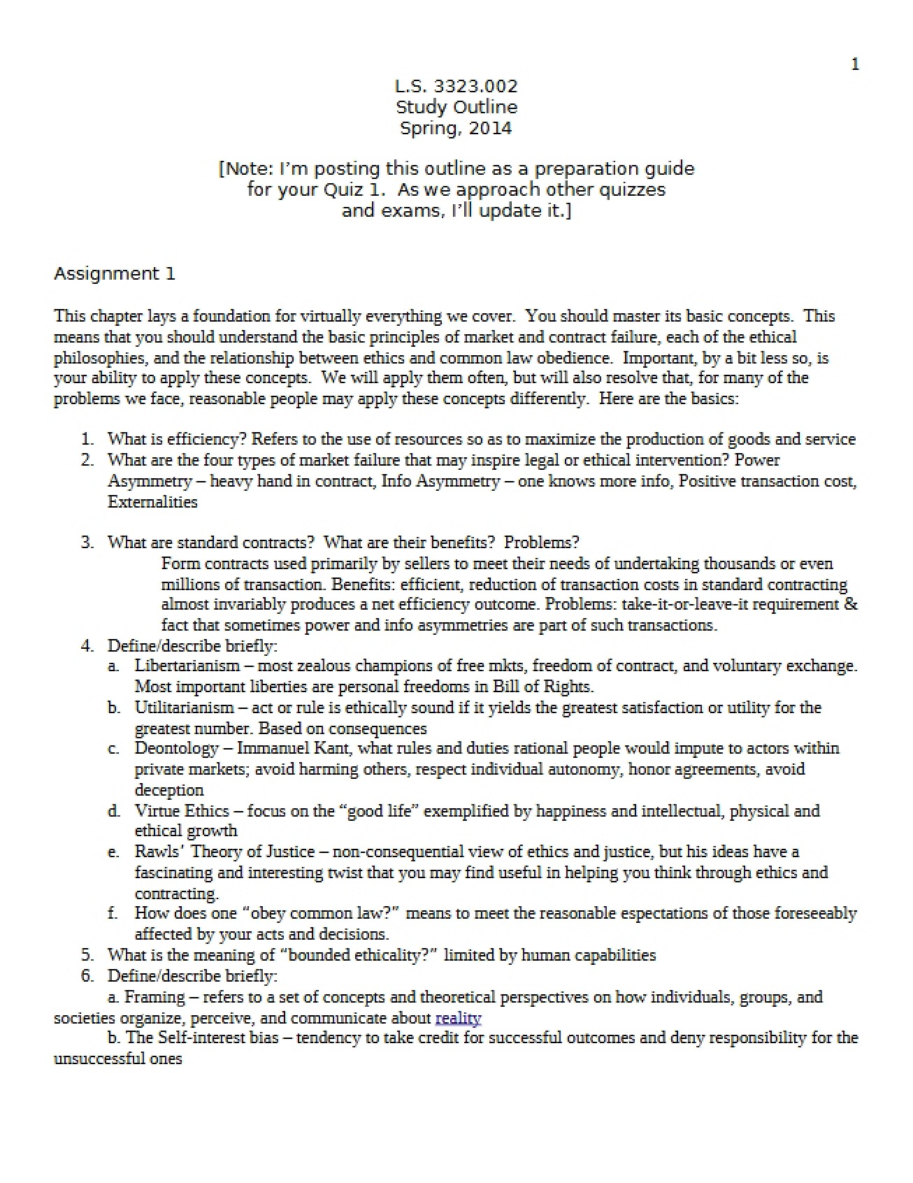 First Assignment