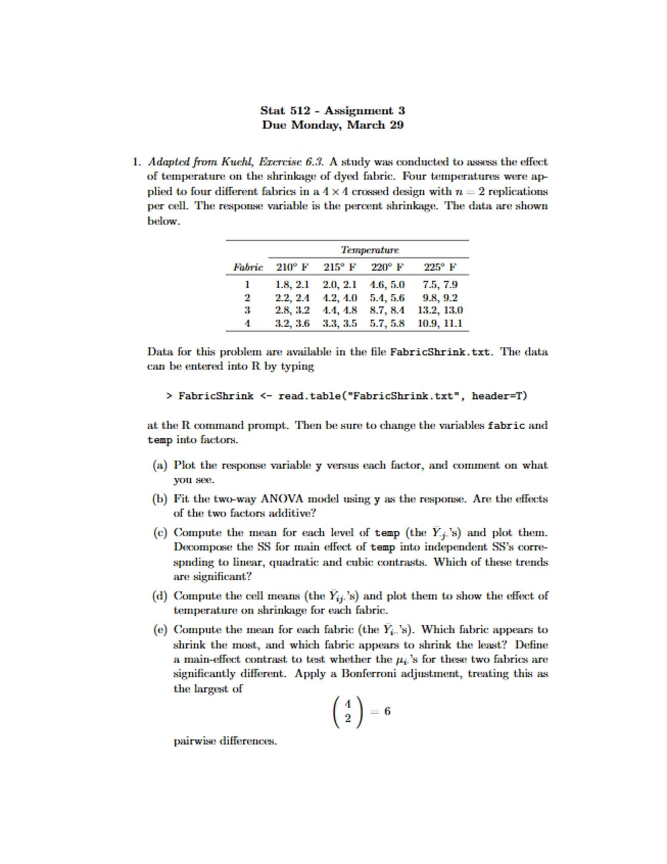 Assignment 3 Stat 512