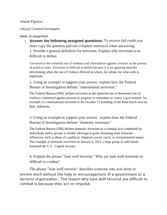 Terrorism Definitions and Challenges in Combating