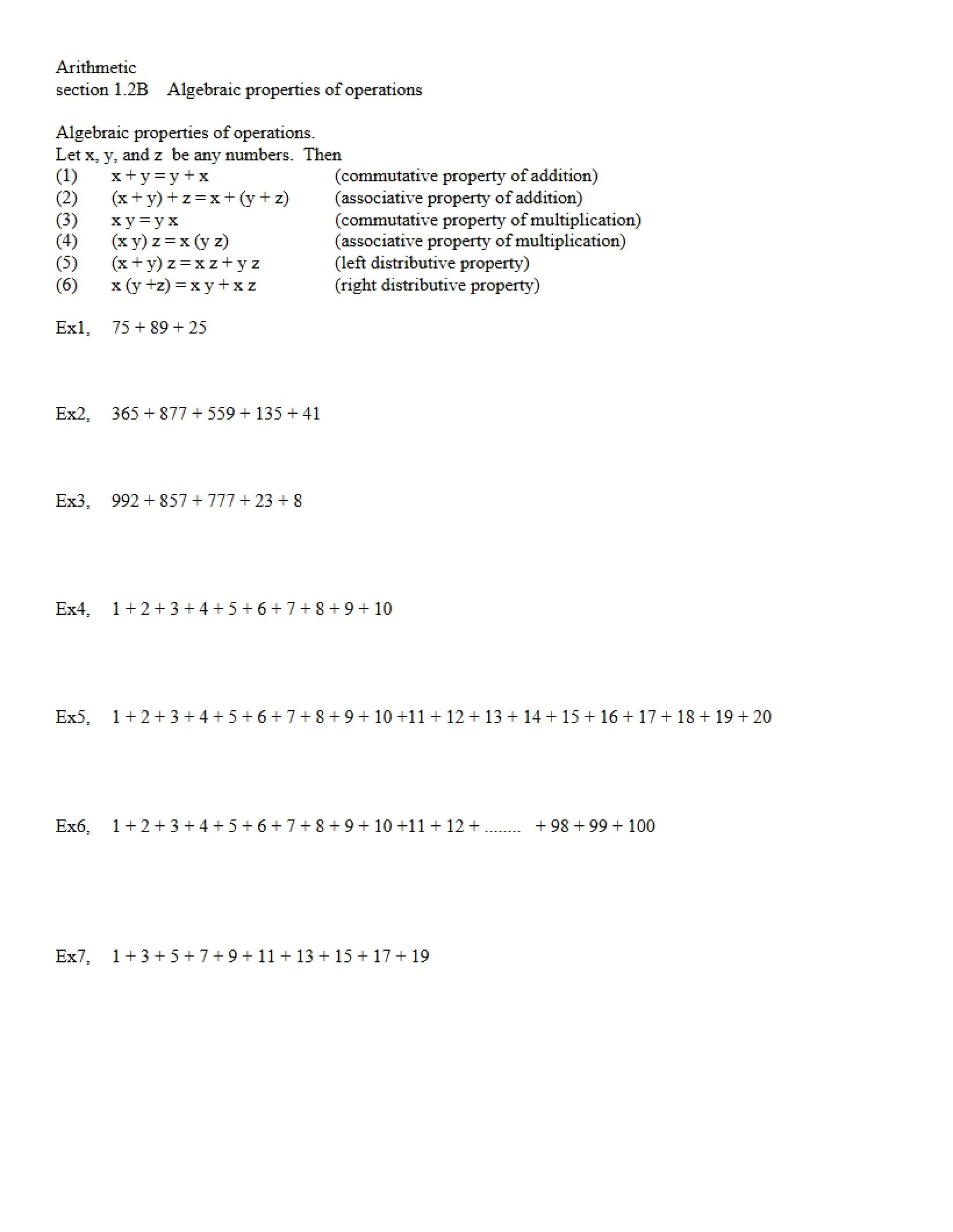Operational Algebraic Properties (1.2B)