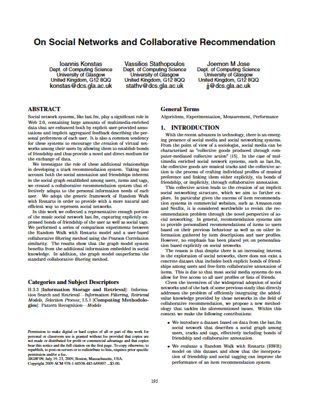 Recommendation via Collaboration