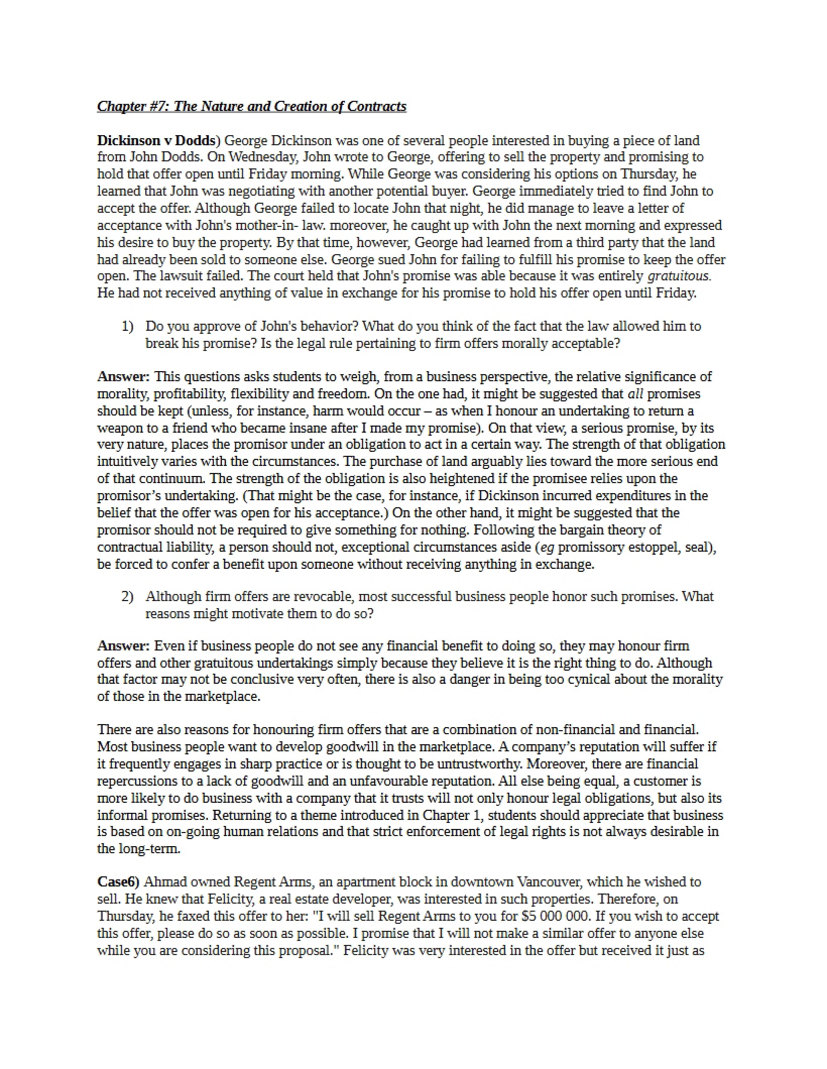 Case Questions for Second Midterm