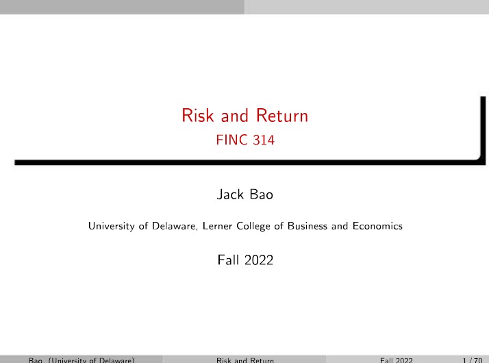 Risk and Return