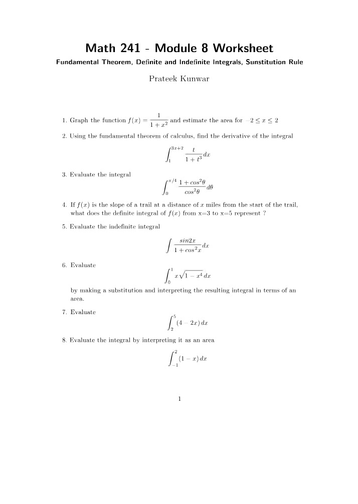 Worksheet for Module 8