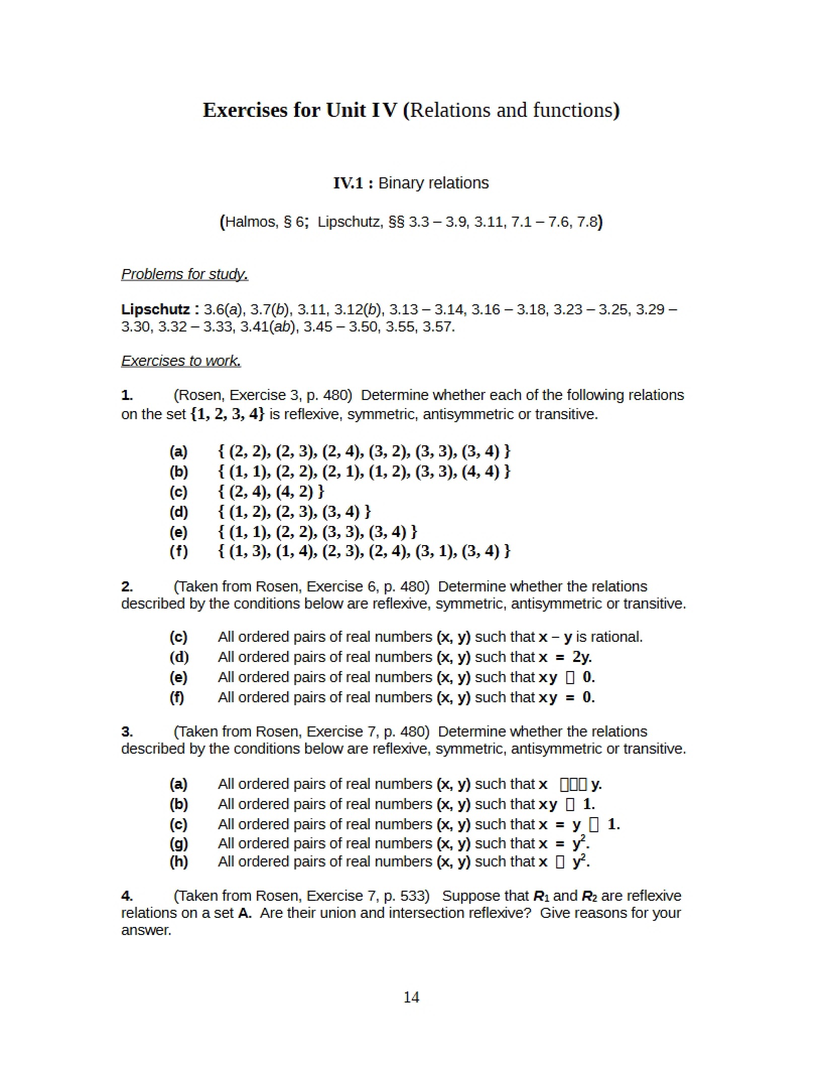 Functions and Relations