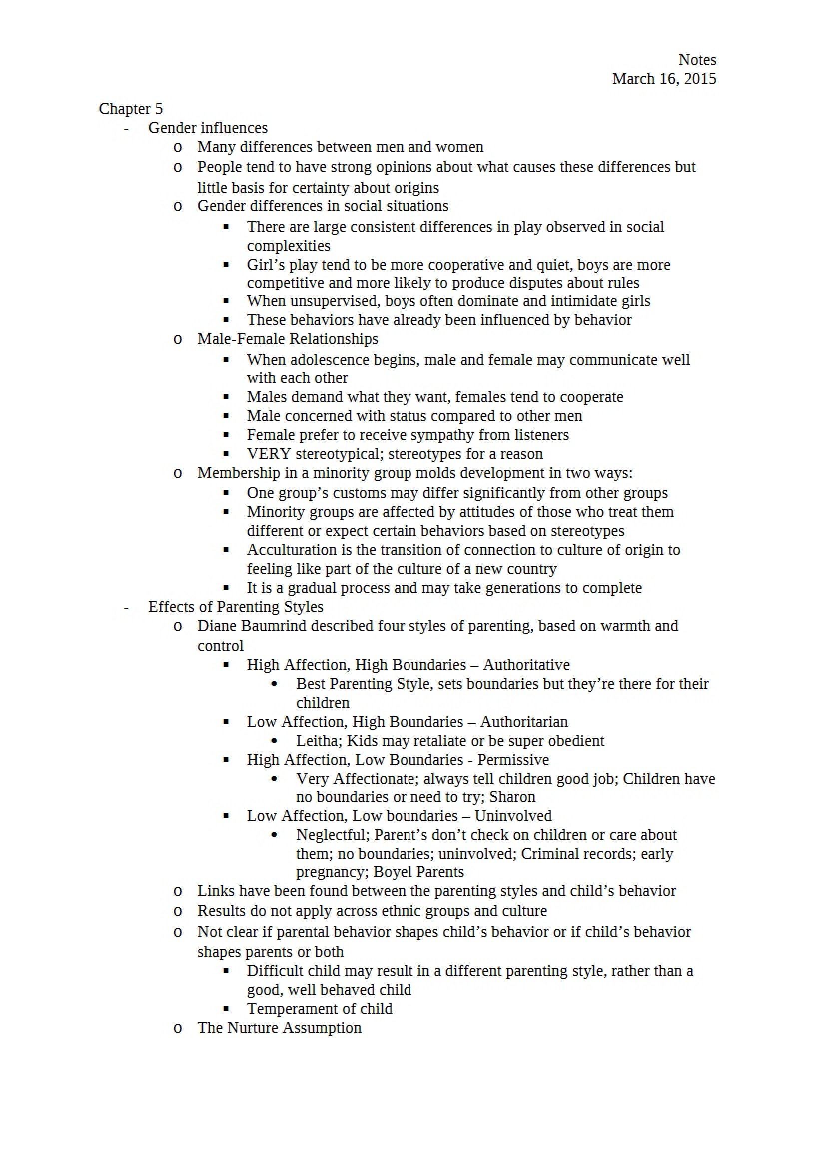 Gender Influences (Chapter 5)