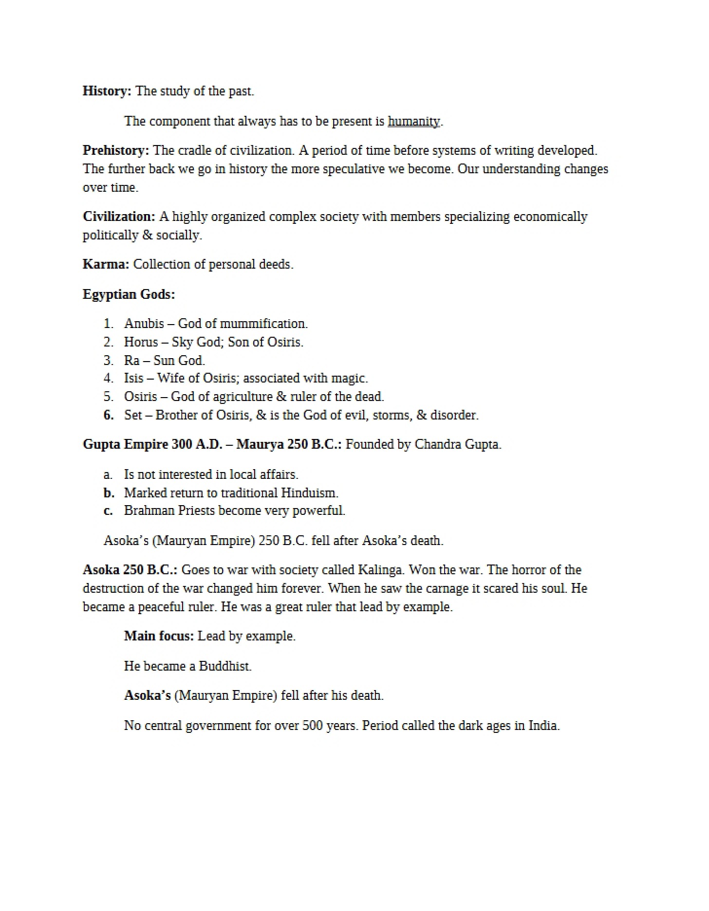 General History Notes