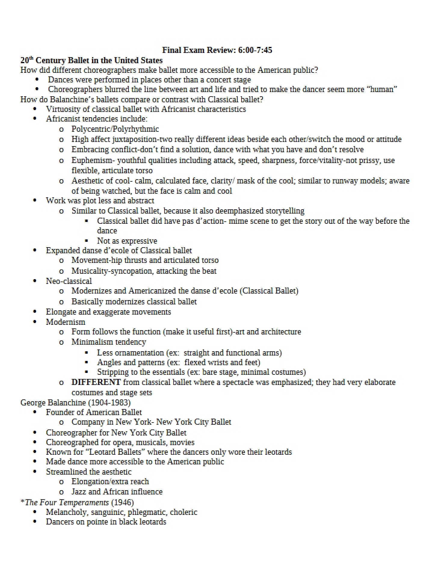 Review for Final Test