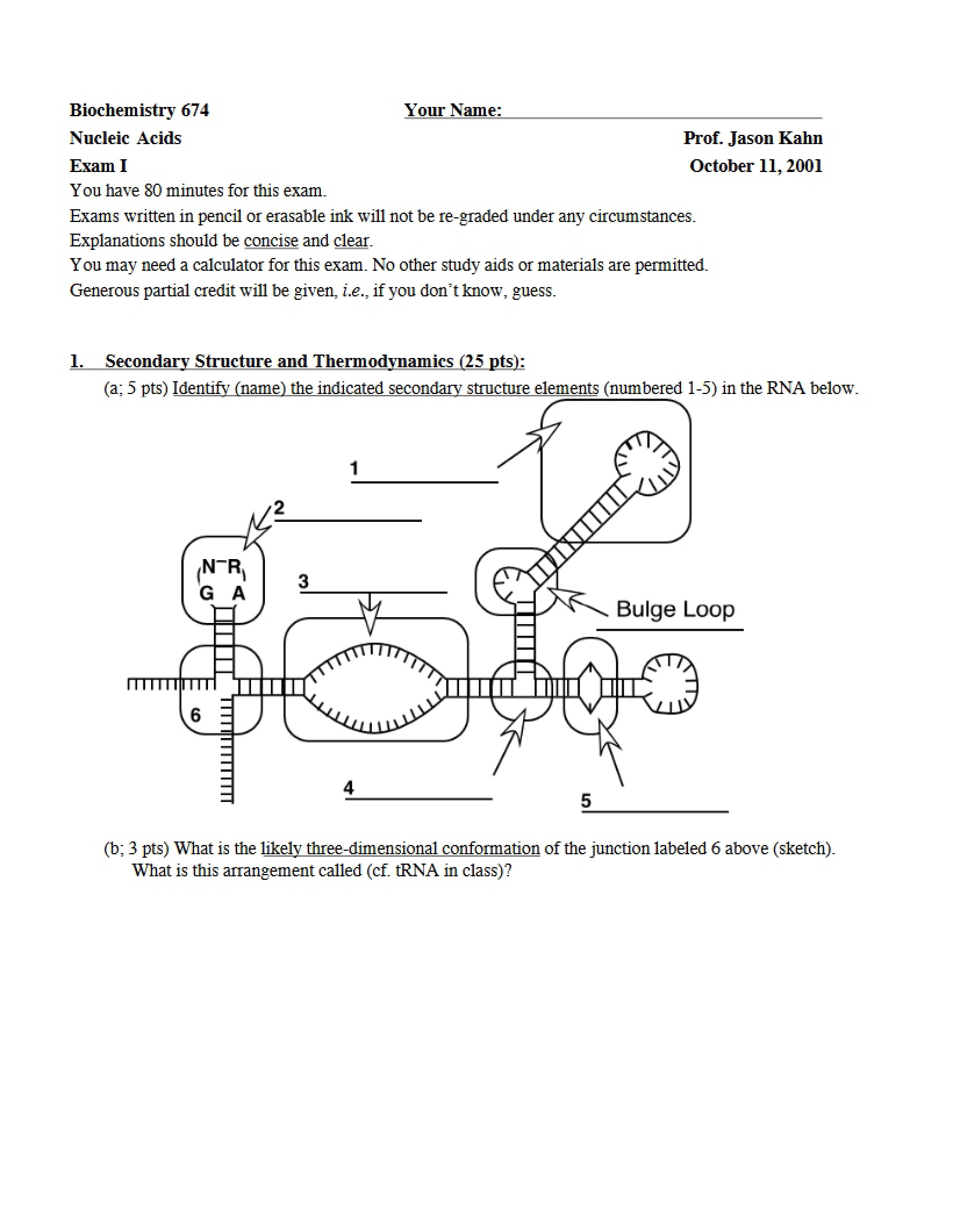 Test One - BCHM 674