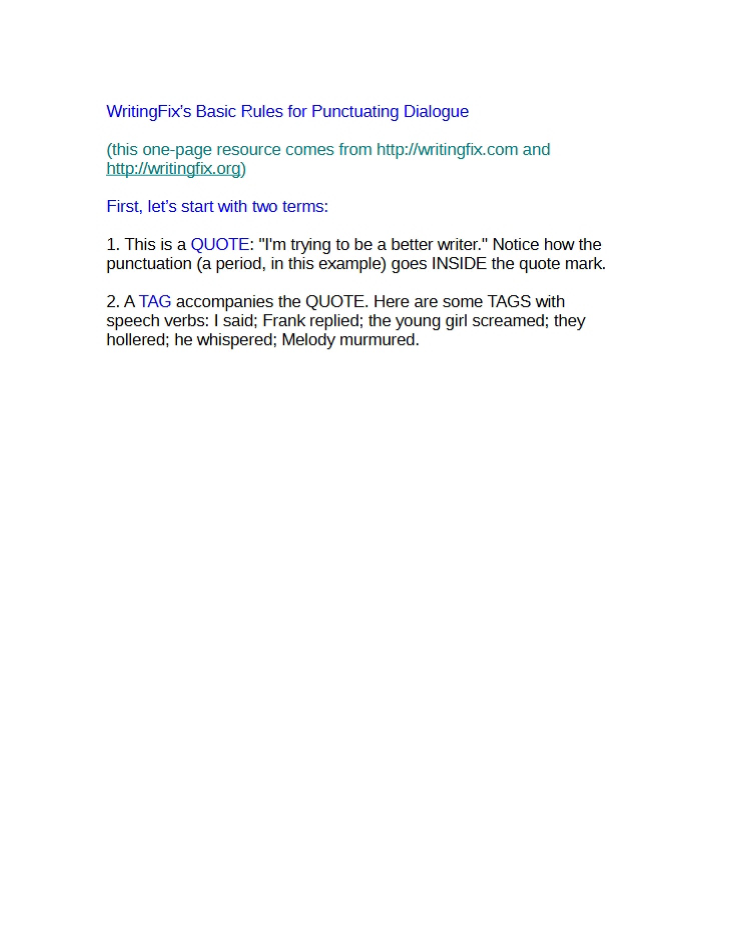 Punctuation Rules for Dialogue