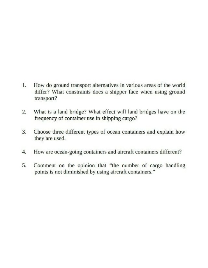 Differences in Alternatives and Constraints for Ground Transport