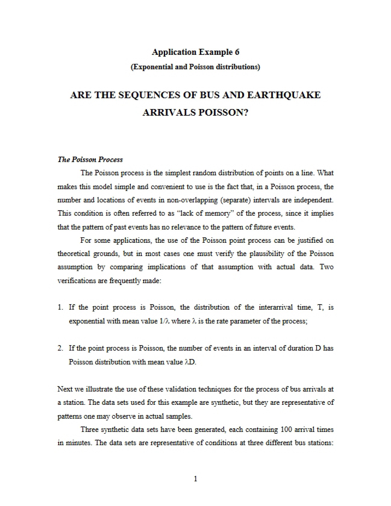 Poisson Arrivals: Earthquakes and Bus Sequences