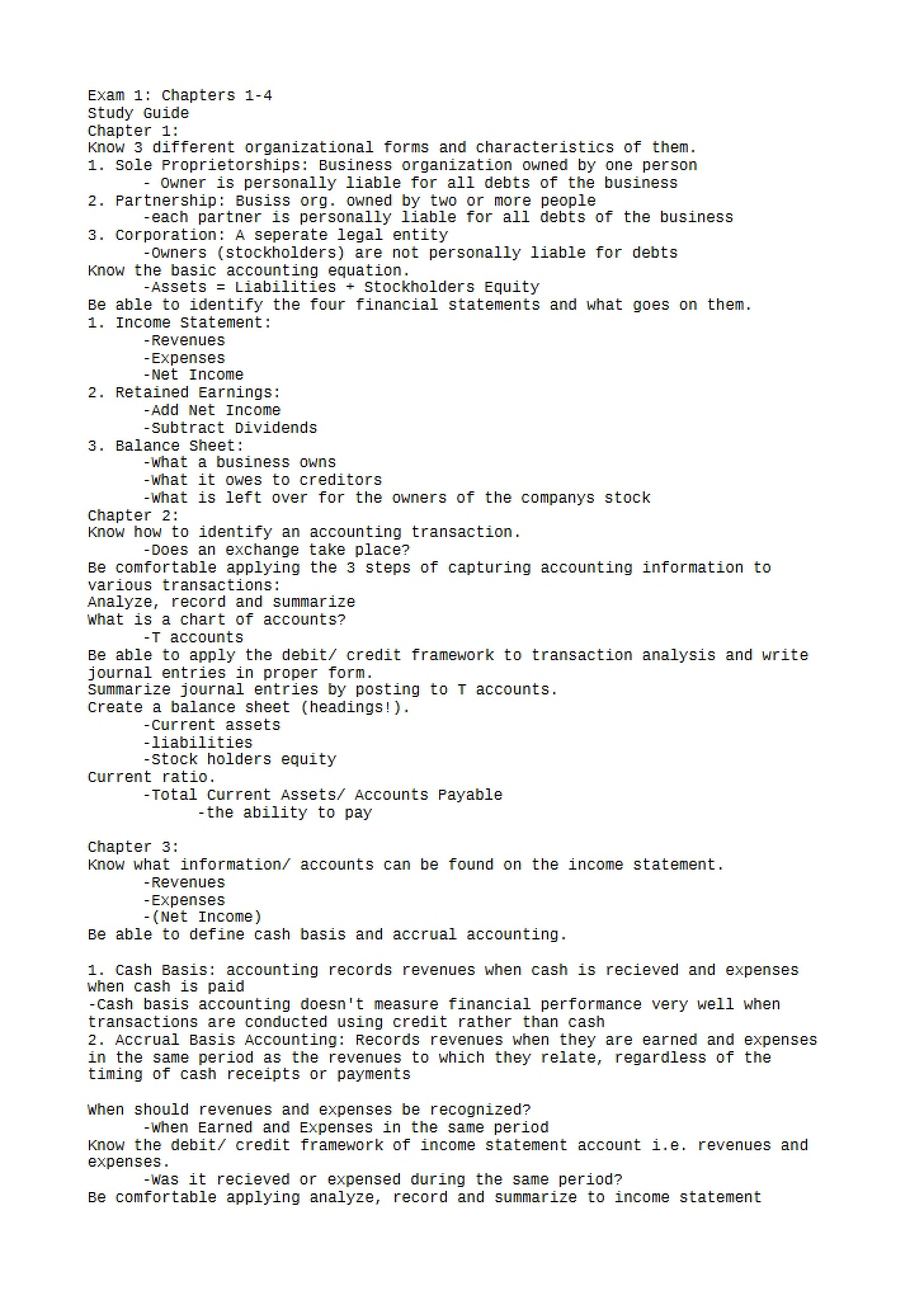 Guide for Accounting First Exam